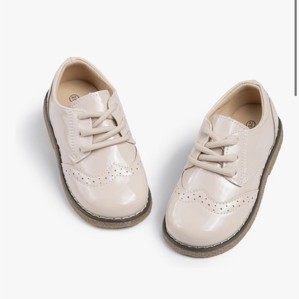Kids Beige Lace-Up Shoes